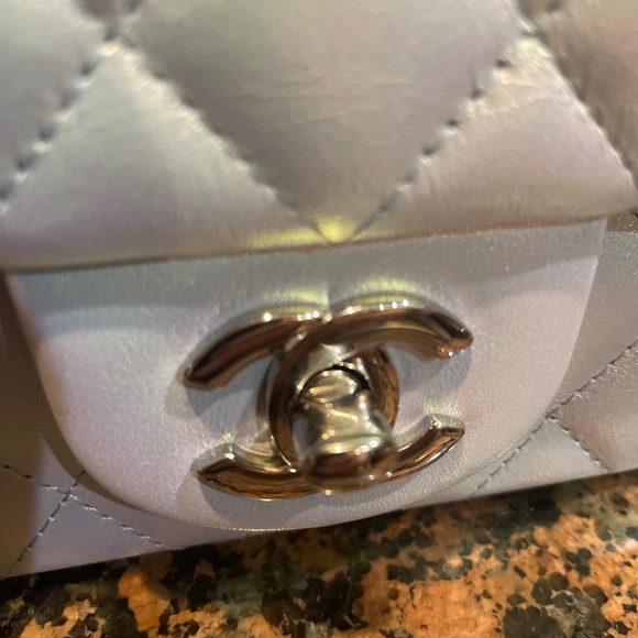 Chanel Square Mini Flap Bag in Light Blue And Metal Hardware - Picture 6 of 9